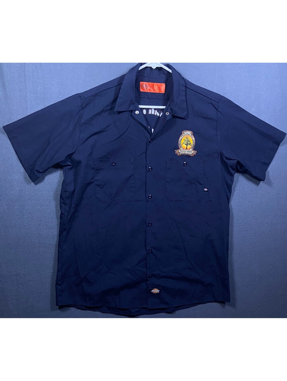 Dickies Navy Blue Short Sleeve Work Shirt Large Chattahoochee Brewing Company AL